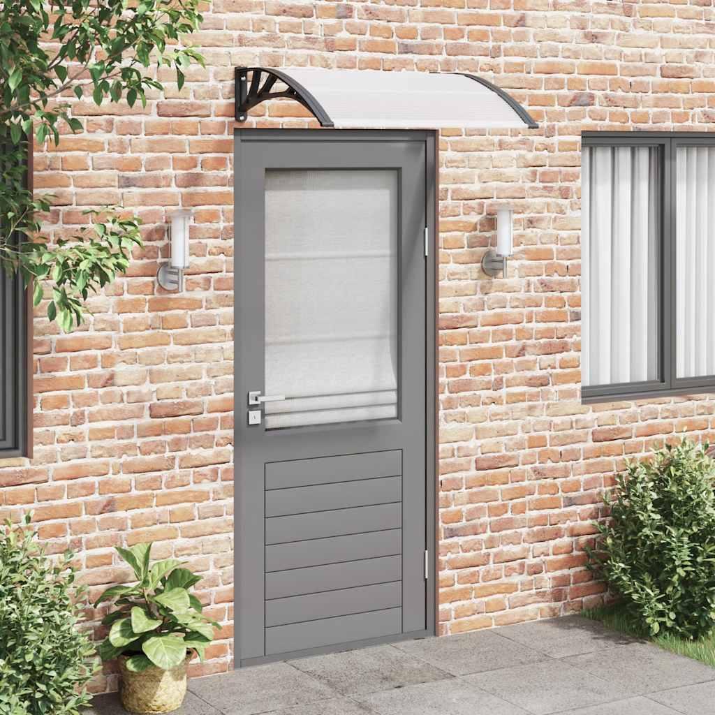 Marquesina para puerta gris y transparente de policarbonato 80x75 cm