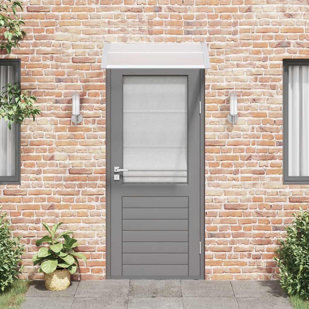 Marquesina para puerta gris y transparente de policarbonato 80x75 cm