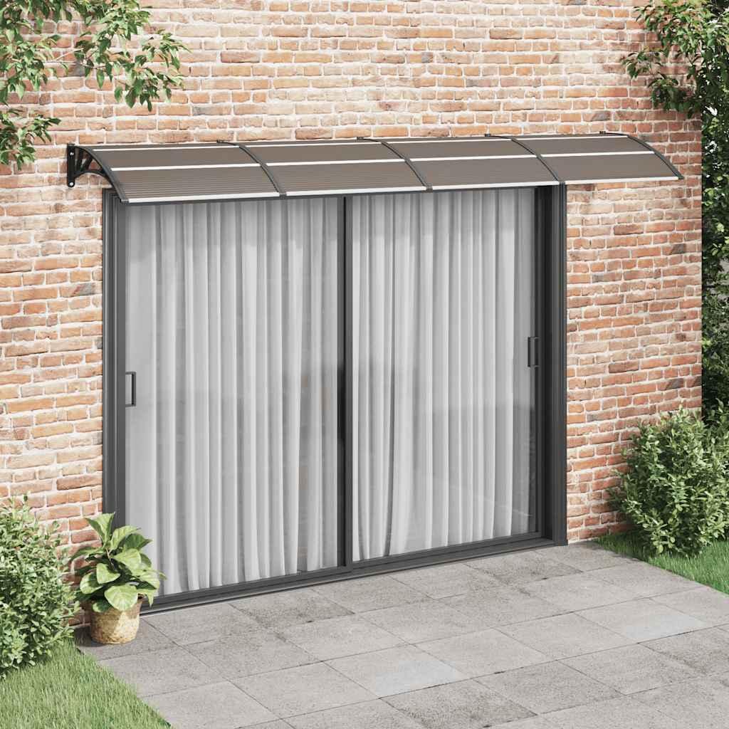 Marquesina para puerta gris y transparente de policarbonato 80x75 cm