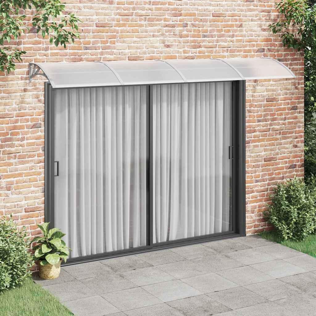 Marquesina para puerta gris y transparente de policarbonato 80x75 cm
