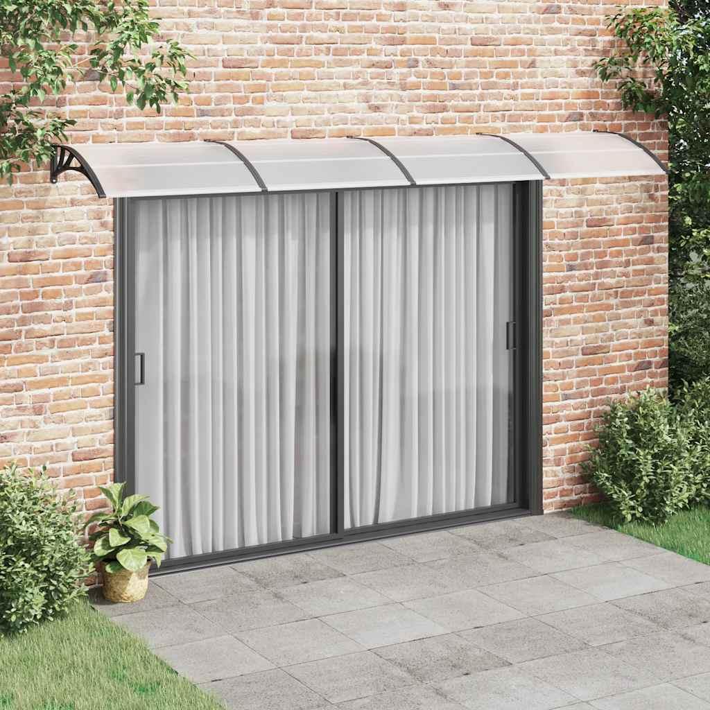 Marquesina para puerta gris y transparente de policarbonato 80x75 cm