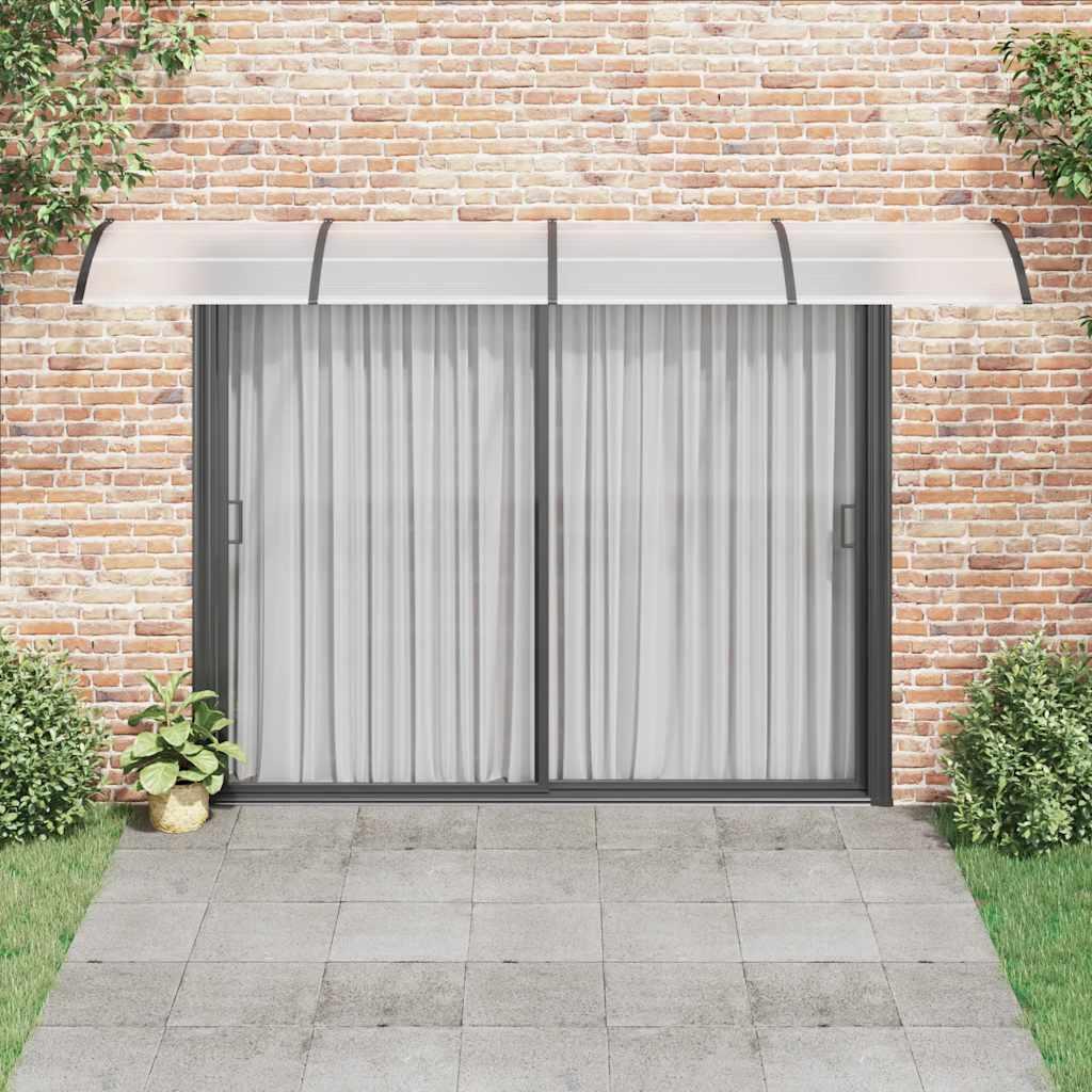Marquesina para puerta gris y transparente de policarbonato 80x75 cm