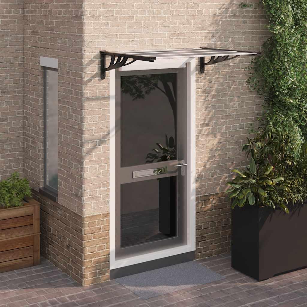 Marquesina para puerta gris y transparente de policarbonato 80x75 cm