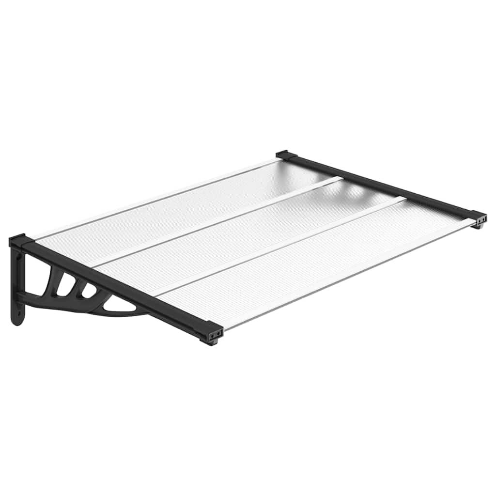 Marquesina para puerta gris y transparente de policarbonato 80x75 cm