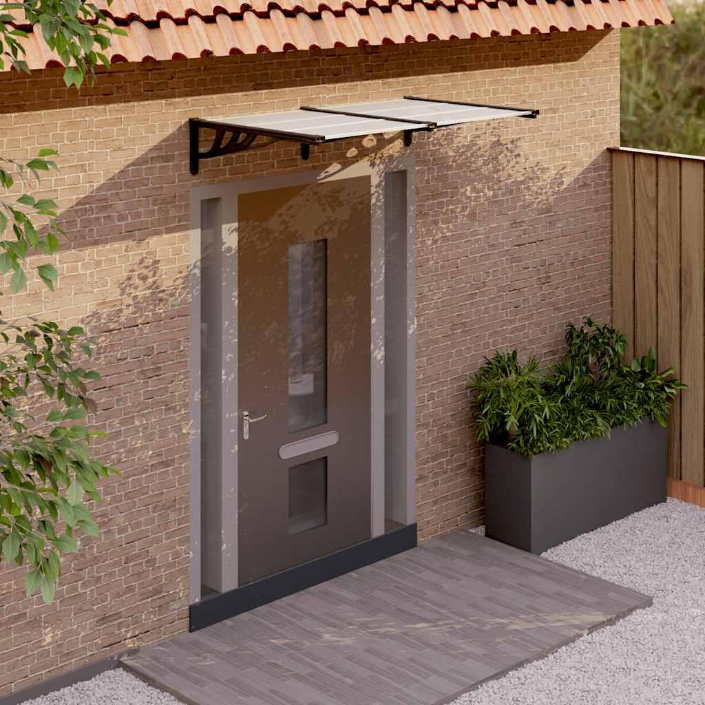Marquesina para puerta gris y transparente de policarbonato 80x75 cm