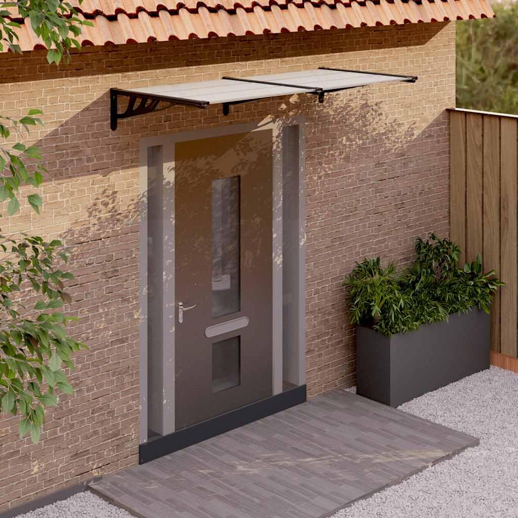 Marquesina para puerta gris y transparente de policarbonato 80x75 cm