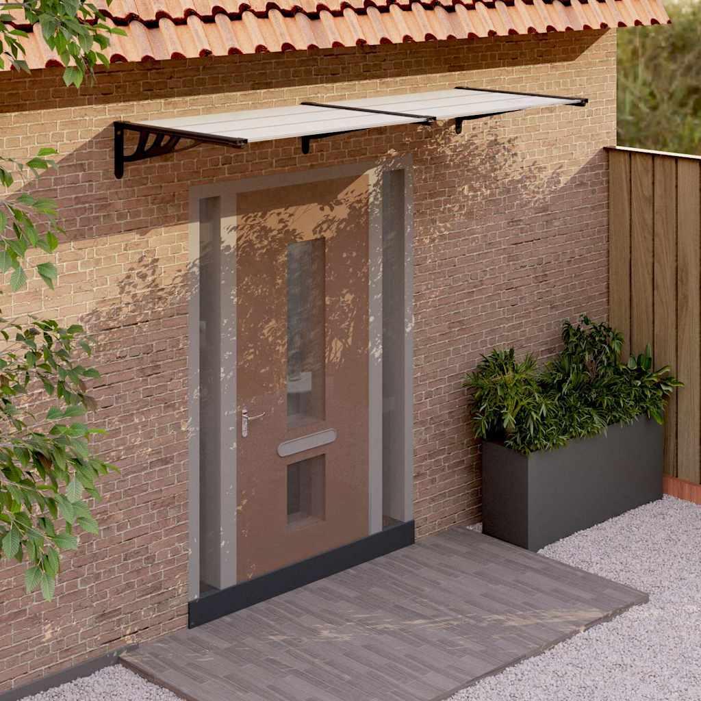 Marquesina para puerta gris y transparente de policarbonato 80x75 cm