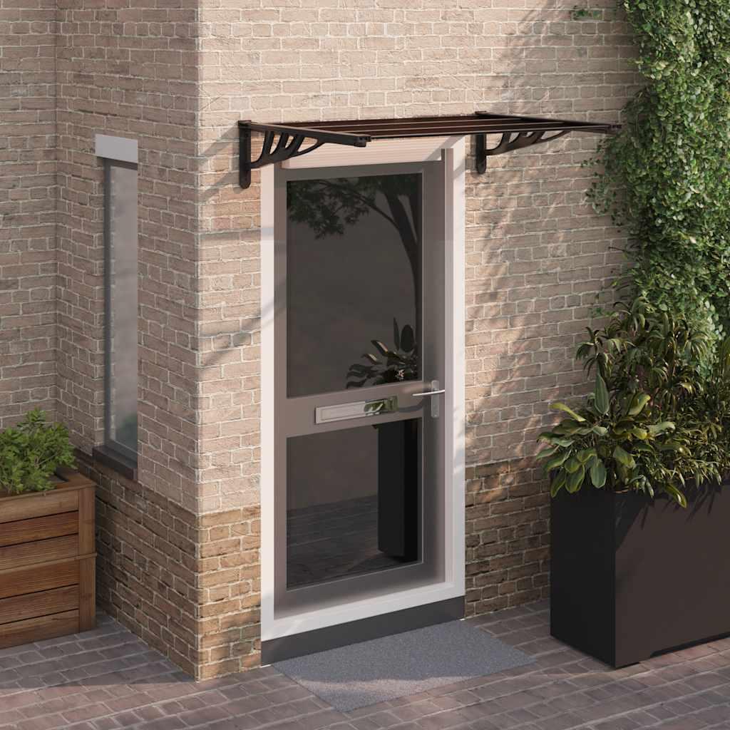 Marquesina para puerta gris y transparente de policarbonato 80x75 cm