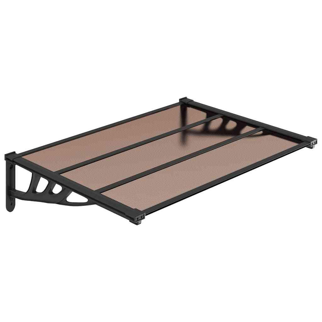 Marquesina para puerta gris y transparente de policarbonato 80x75 cm