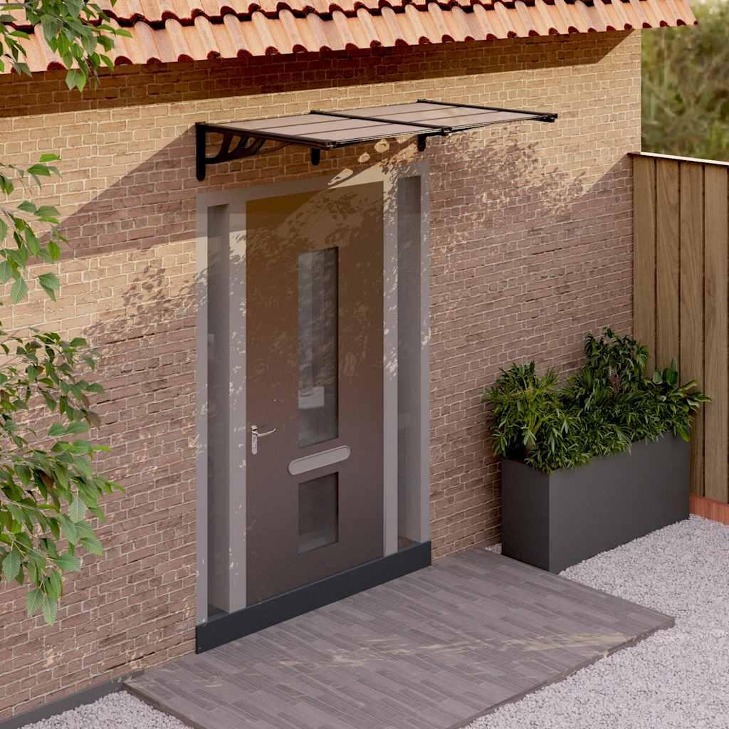 Marquesina para puerta gris y transparente de policarbonato 80x75 cm