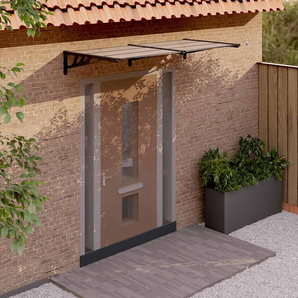 Marquesina para puerta gris y transparente de policarbonato 80x75 cm