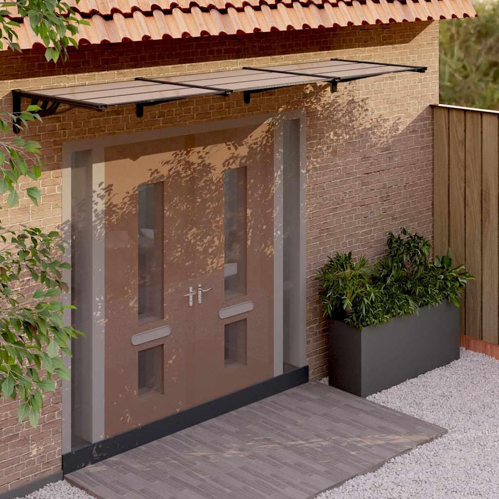 Marquesina para puerta gris y transparente de policarbonato 80x75 cm