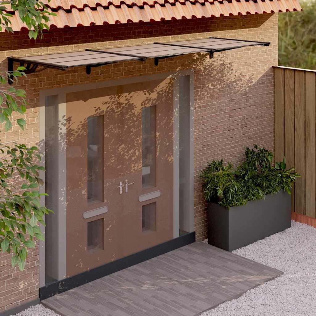 Marquesina para puerta gris y transparente de policarbonato 80x75 cm
