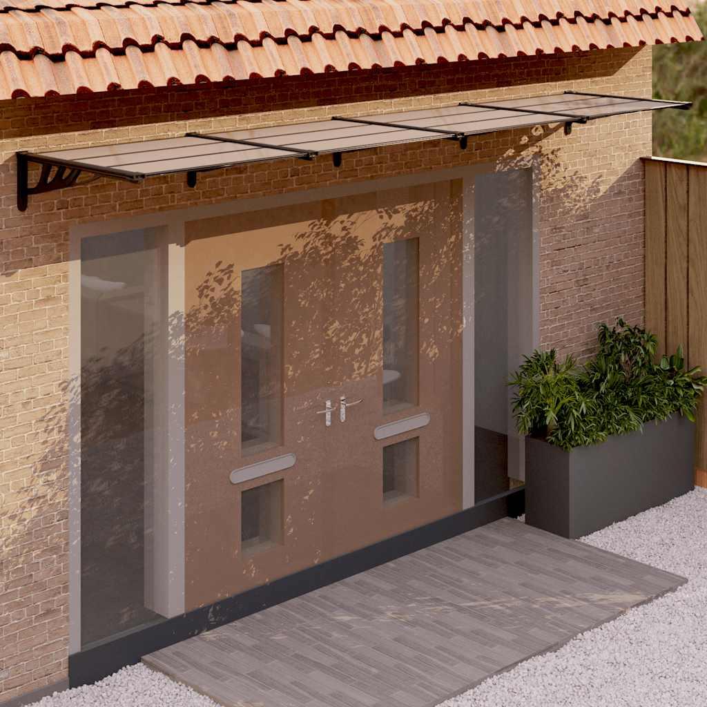 Marquesina para puerta gris y transparente de policarbonato 80x75 cm