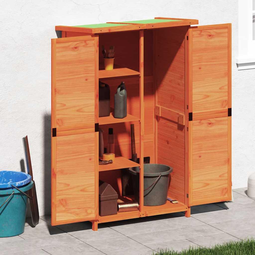 Cobertizo herramientas jardín madera pino marrón 120x53,5x170cm