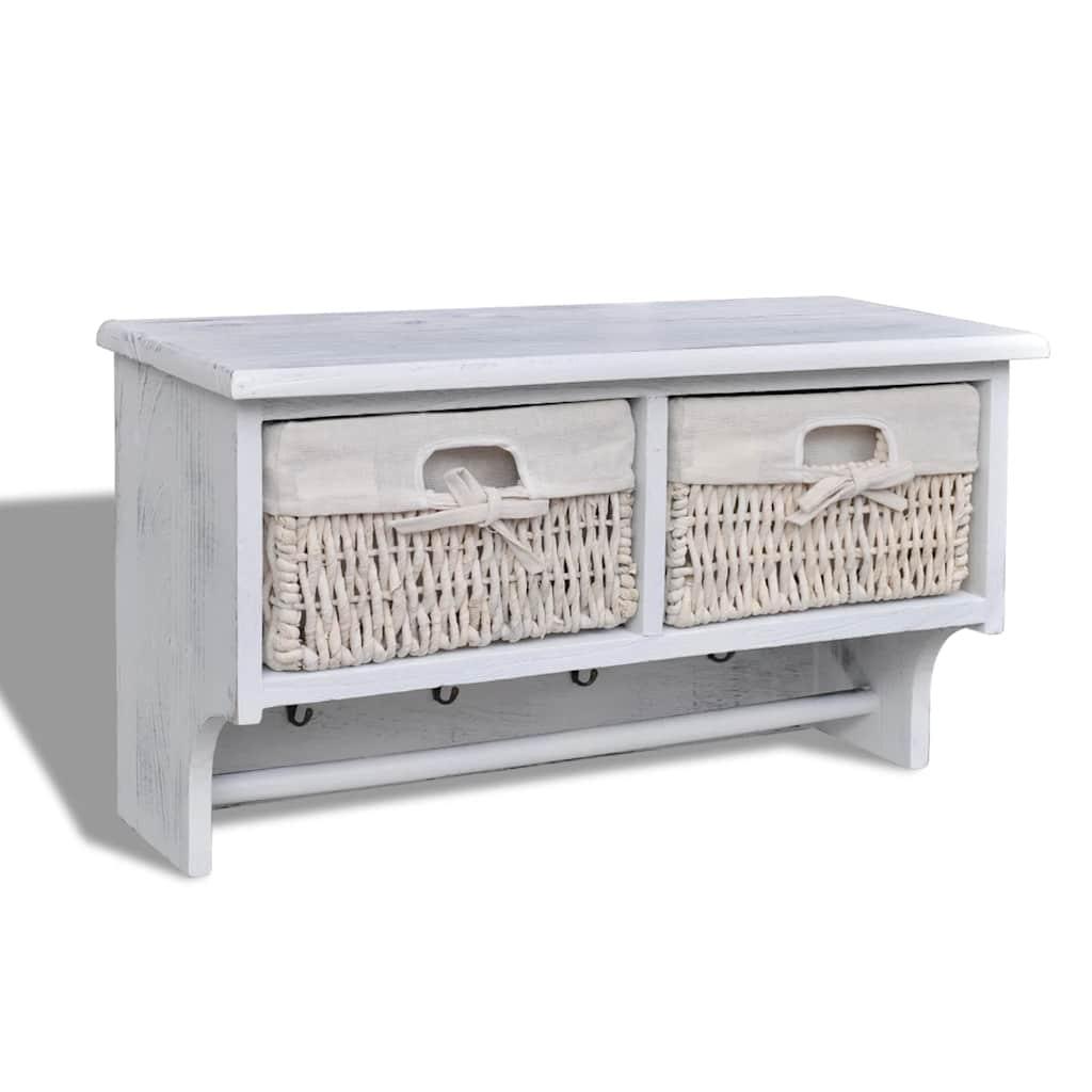 Estante de pared de madera de Paulownia blanco 60x23,5x33 cm