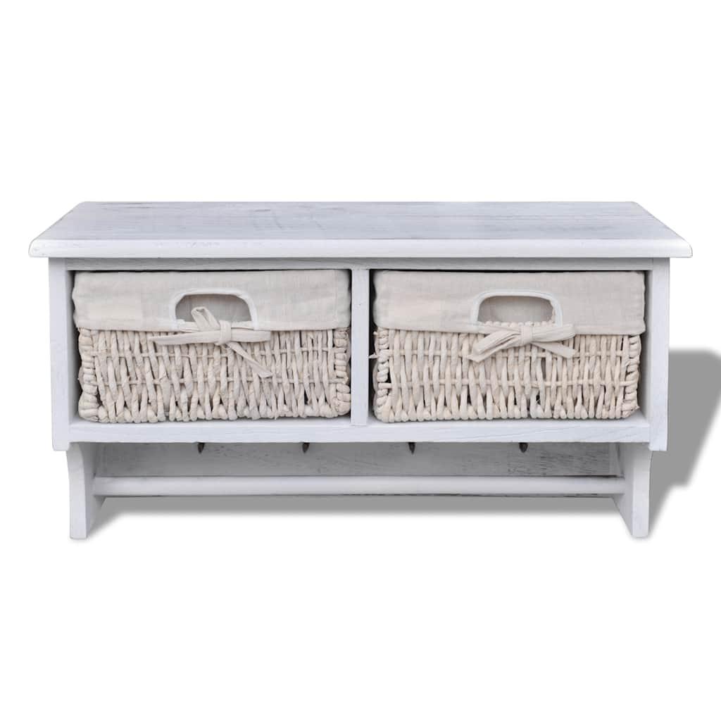 Estante de pared de madera de Paulownia blanco 60x23,5x33 cm