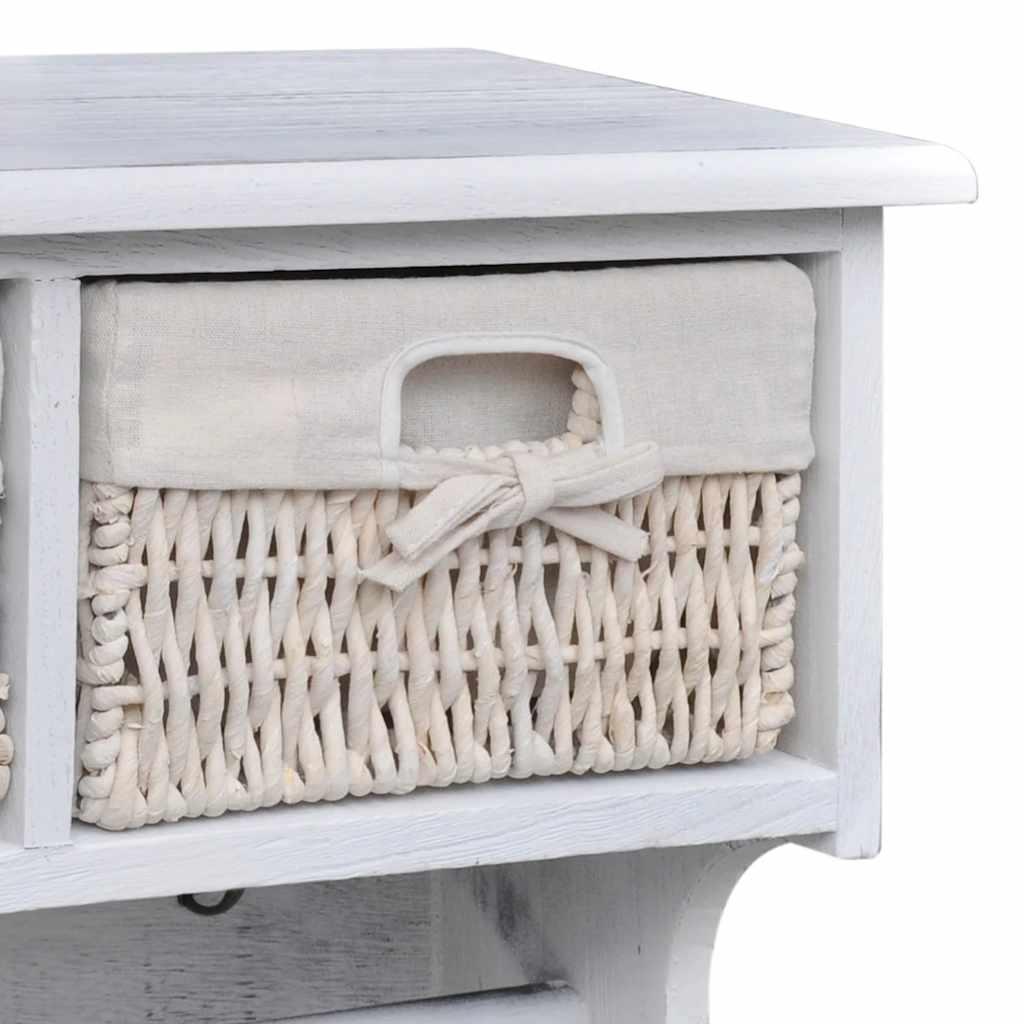 Estante de pared de madera de Paulownia blanco 60x23,5x33 cm