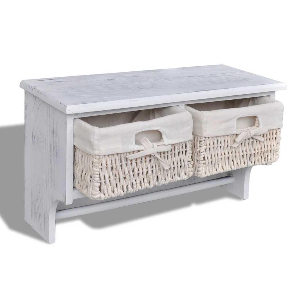 Estante de pared de madera de Paulownia blanco 60x23,5x33 cm