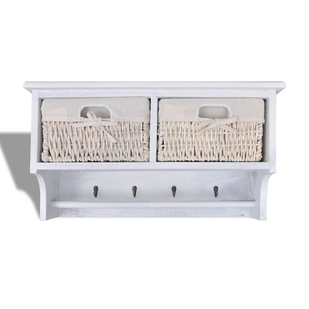 Estante de pared de madera de Paulownia blanco 60x23,5x33 cm