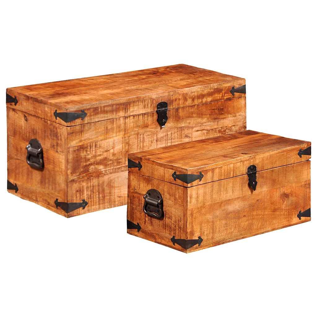 Juego de cofres de almacenamiento 2 uds madera de mango rugosa