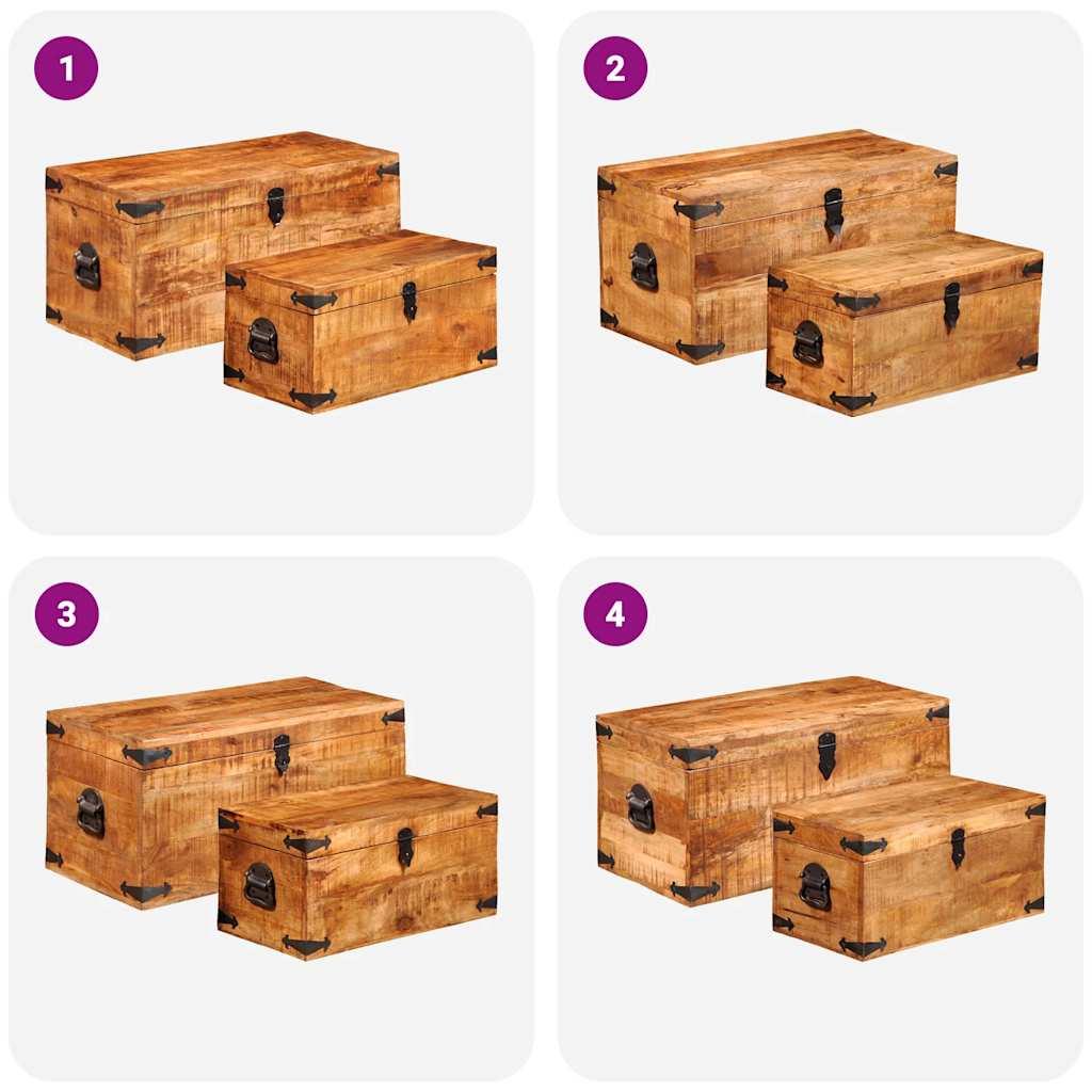 Juego de cofres de almacenamiento 2 uds madera de mango rugosa