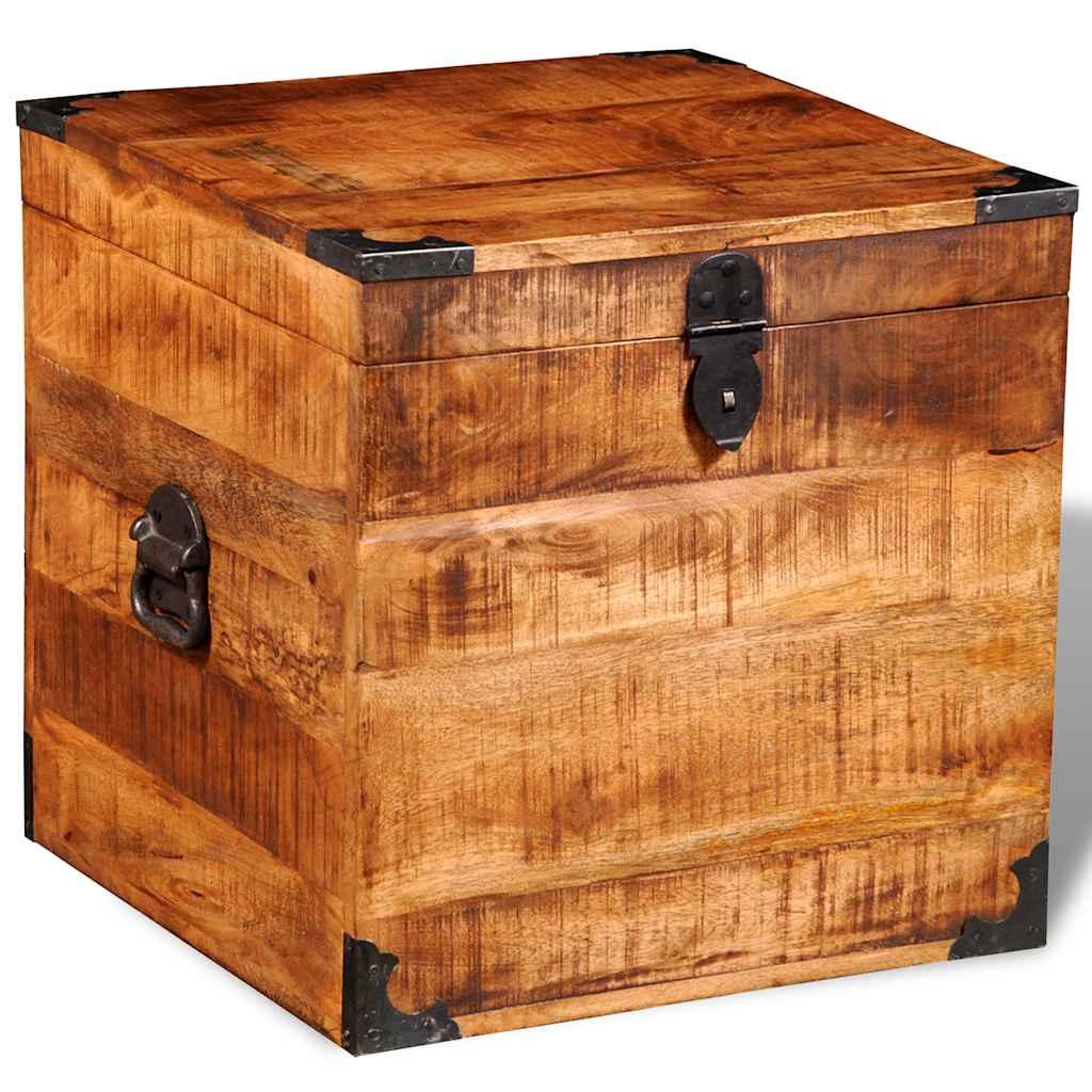 Cofre de almacenamiento cúbico de madera de mango rugosa