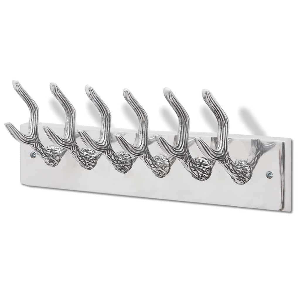 Colgador de aluminio con ganchos para ropa, abrigos (Plateado)