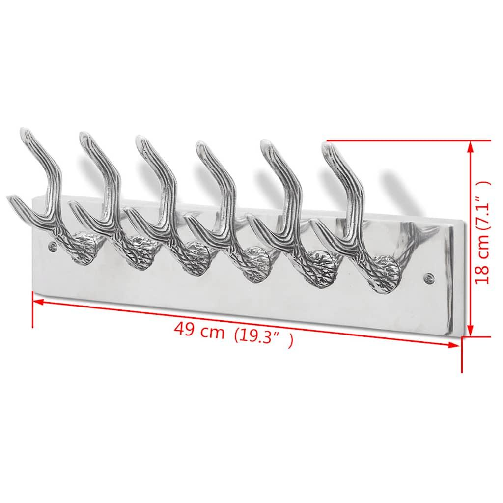 Colgador de aluminio con ganchos para ropa, abrigos (Plateado)