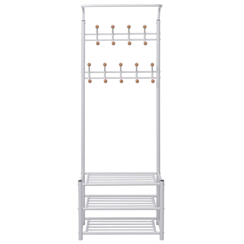 Perchero de ropa con repisa para zapatos 68x32x182,5 cm blanco
