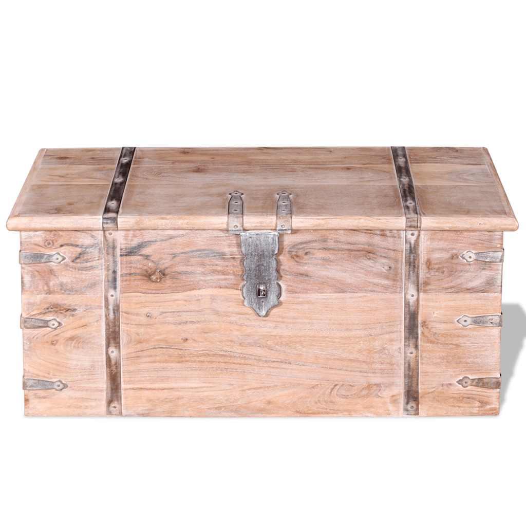 Set de baúl de almacenamiento de madera de acacia 2 unidades