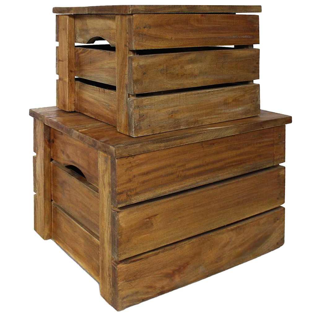 Juego de cajas de almacenaje 2 pzas madera maciza de caoba