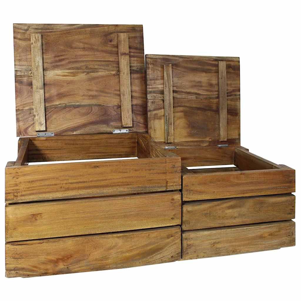 Juego de cajas de almacenaje 2 pzas madera maciza de caoba