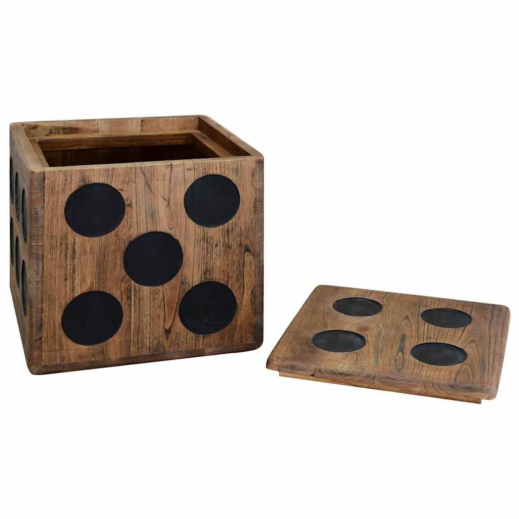 Caja de almacenamiento diseño de dado madera Mindi 40x40x40 cm