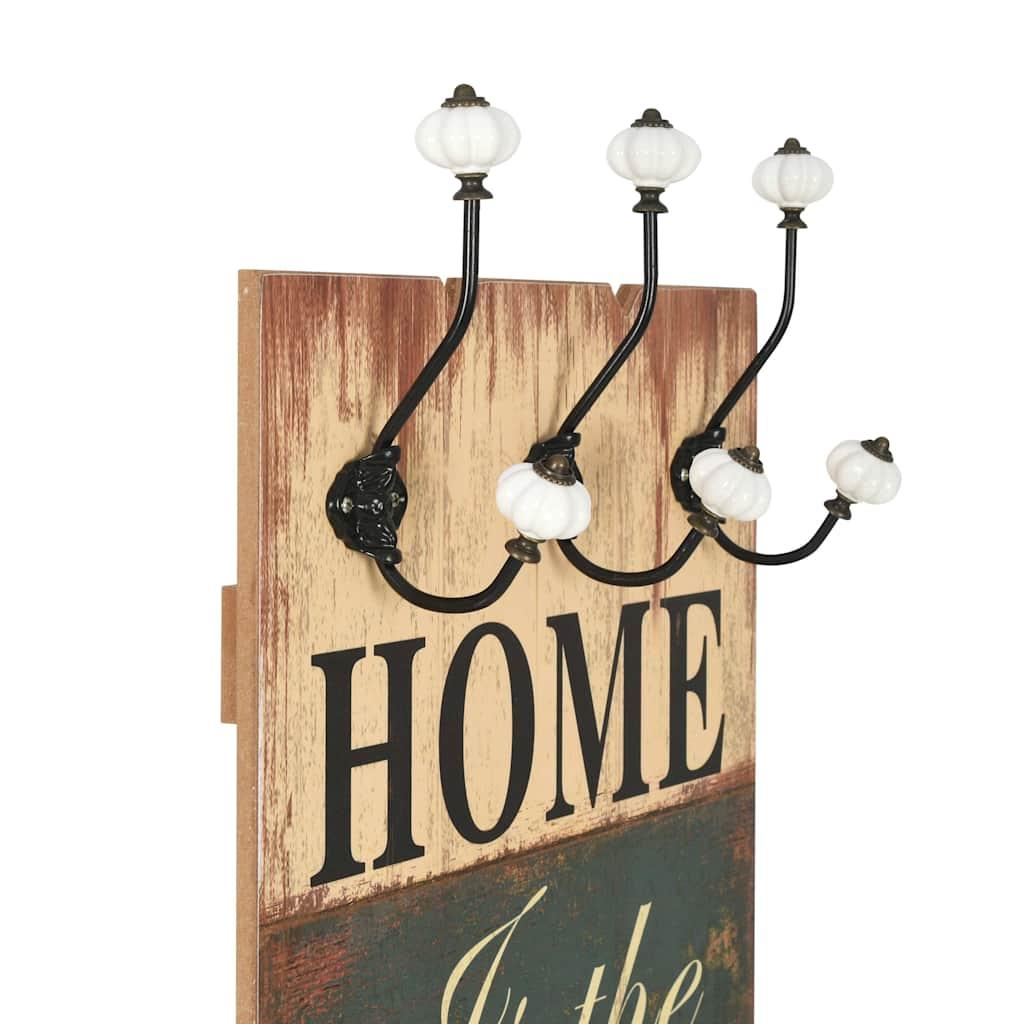 Perchero de pared HOME IS con 6 ganchos 120x40 cm