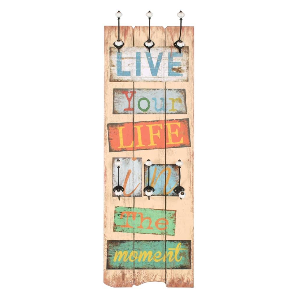 Perchero de pared LIVE LIFE con 6 ganchos 120x40 cm