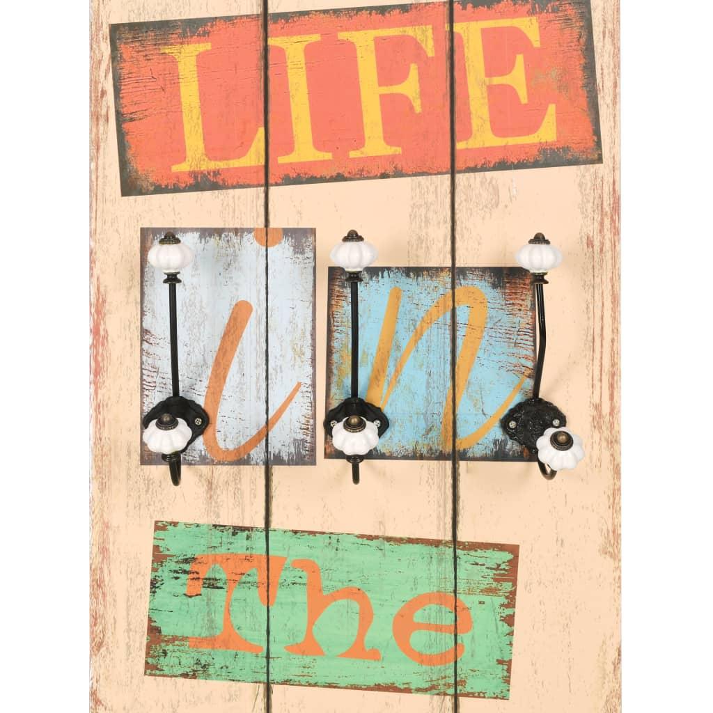Perchero de pared LIVE LIFE con 6 ganchos 120x40 cm