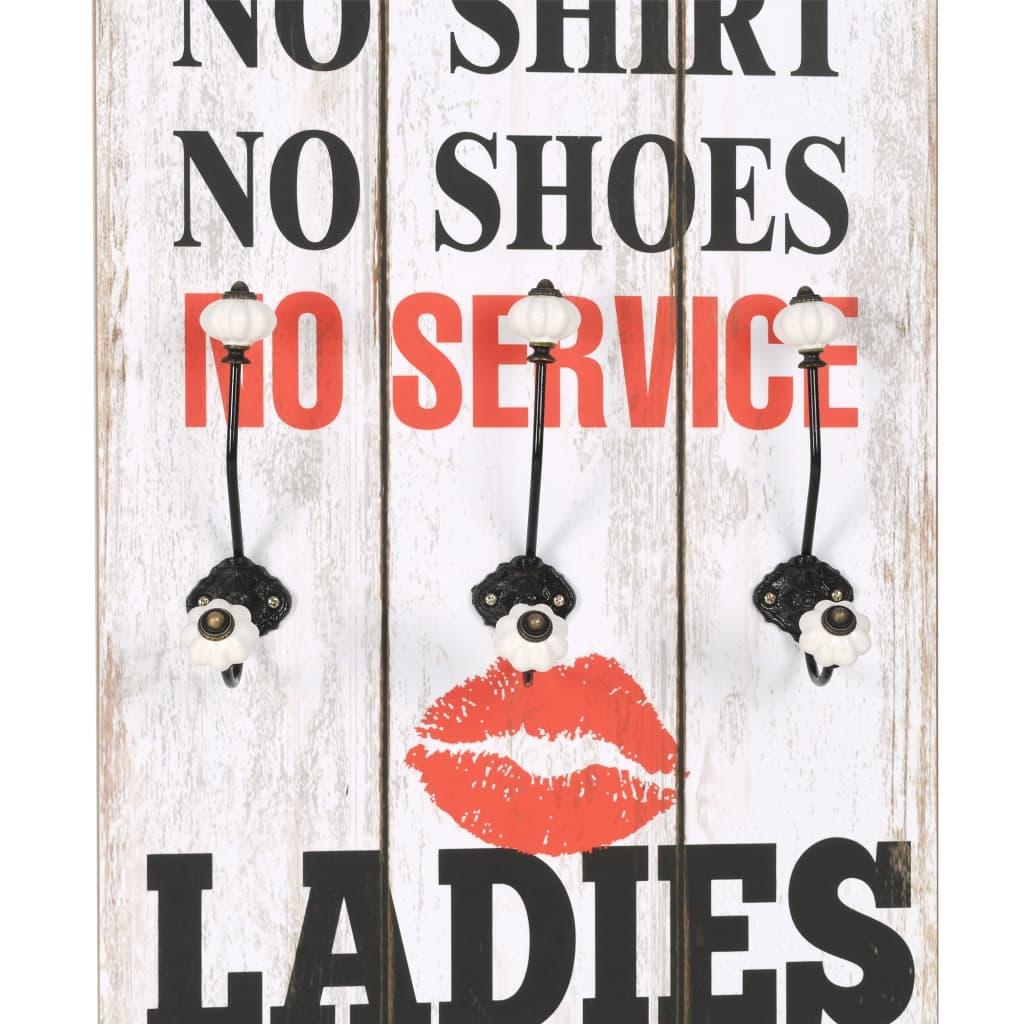 Perchero de pared MEN LADIES con 6 ganchos 120x40 cm