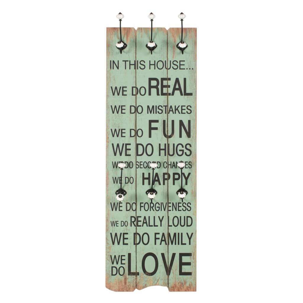 Perchero de pared HAPPY LOVE con 6 ganchos 120x40 cm