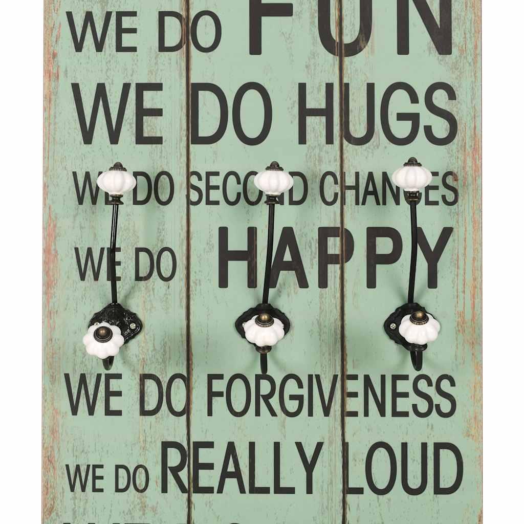 Perchero de pared HAPPY LOVE con 6 ganchos 120x40 cm