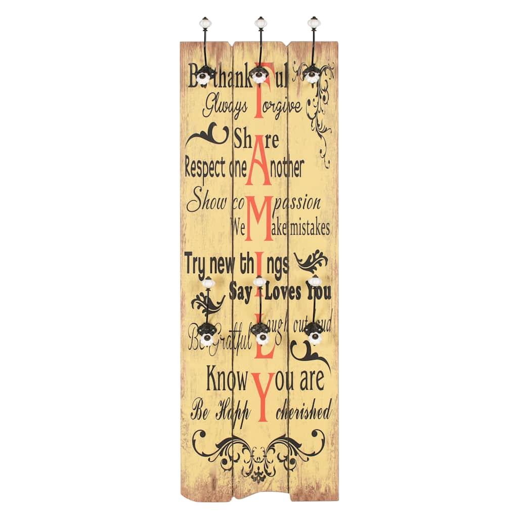 Perchero de pared FAMILY con 6 ganchos 120x40 cm