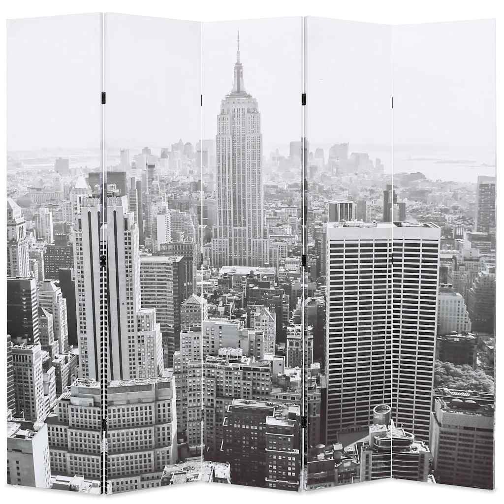 Biombo divisor plegable 160x170 cm Nueva York blanco y negro