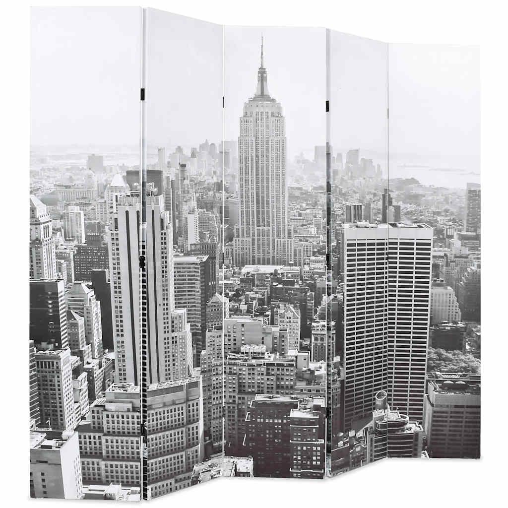 Biombo divisor plegable 160x170 cm Nueva York blanco y negro