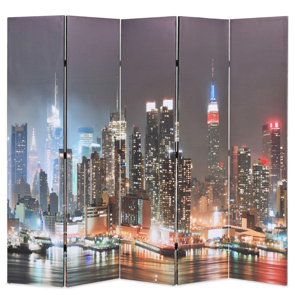 Biombo divisor plegable 120x170 cm Nueva York de noche