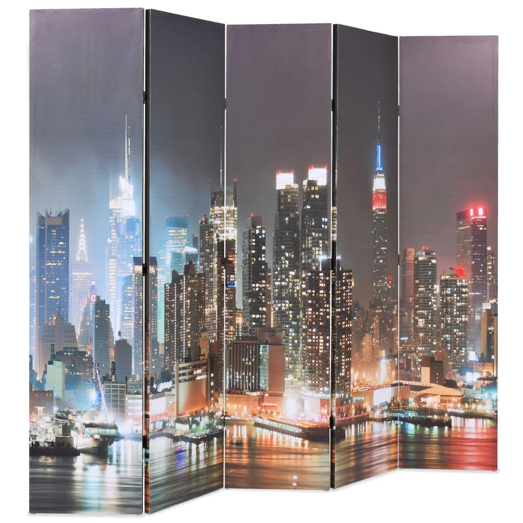 Biombo divisor plegable 120x170 cm Nueva York de noche