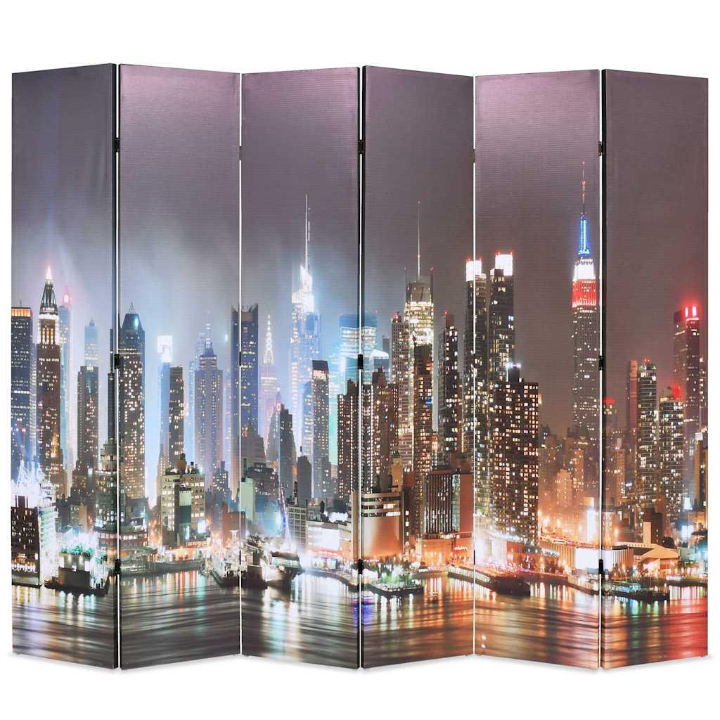 Biombo divisor plegable 120x170 cm Nueva York de noche