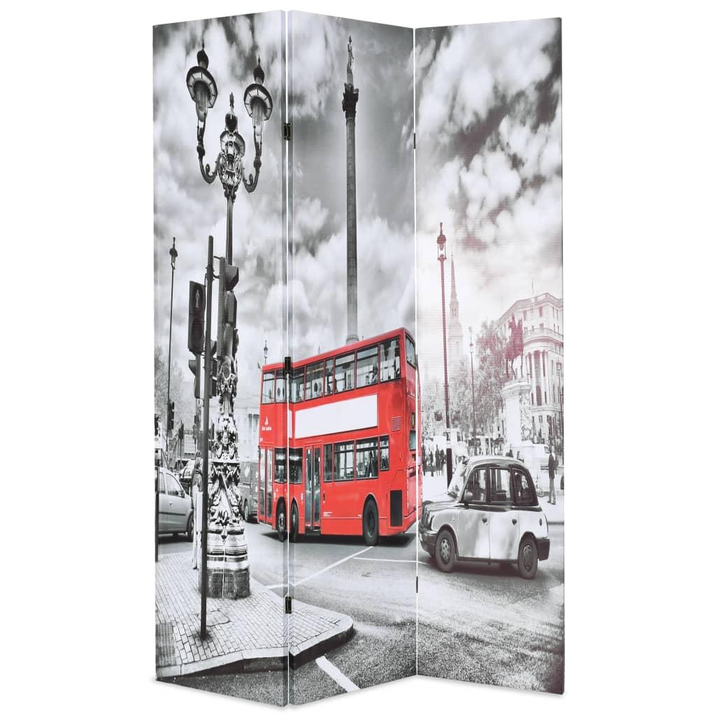 Biombo divisor plegable 160x170 cm bus Londres blanco y negro