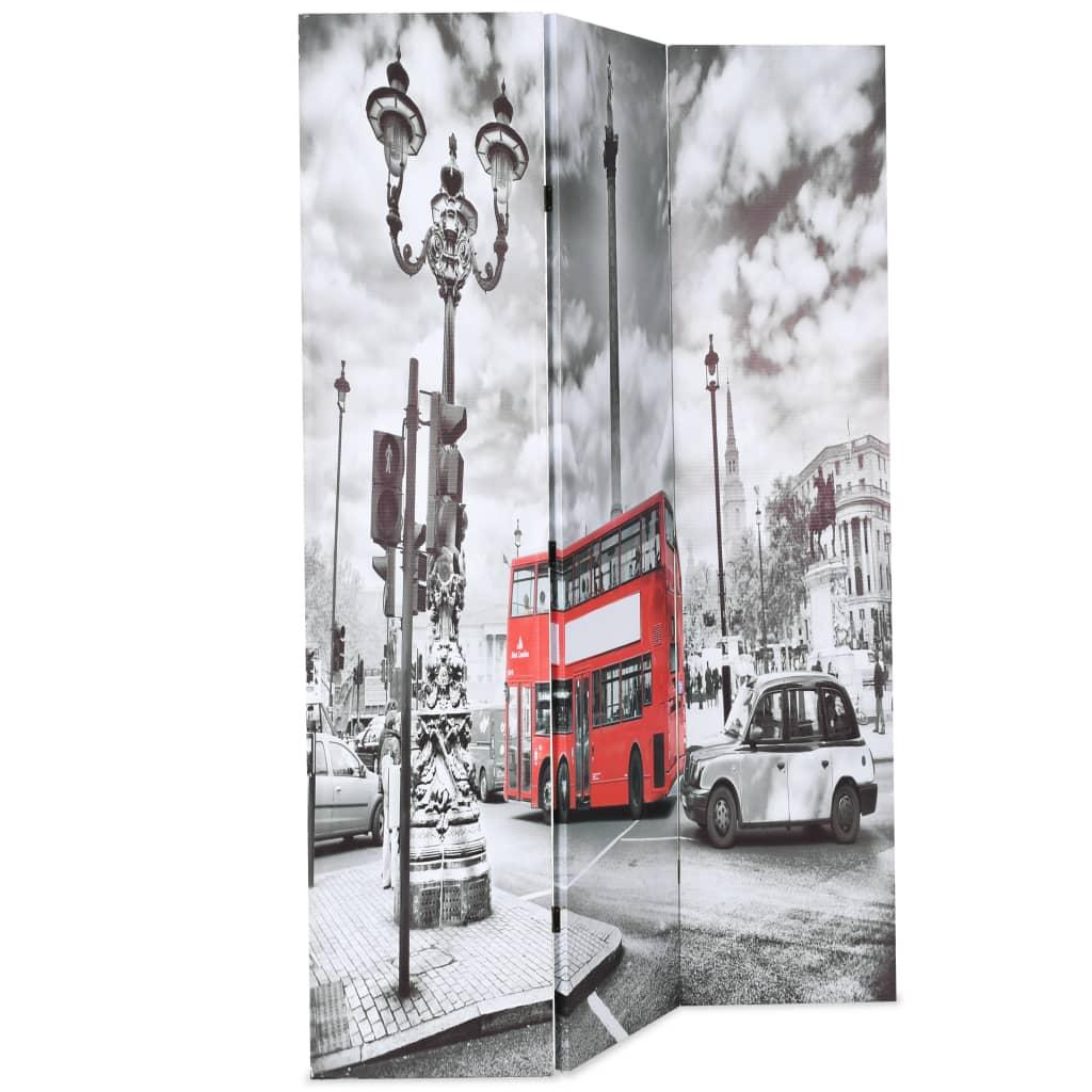 Biombo divisor plegable 160x170 cm bus Londres blanco y negro
