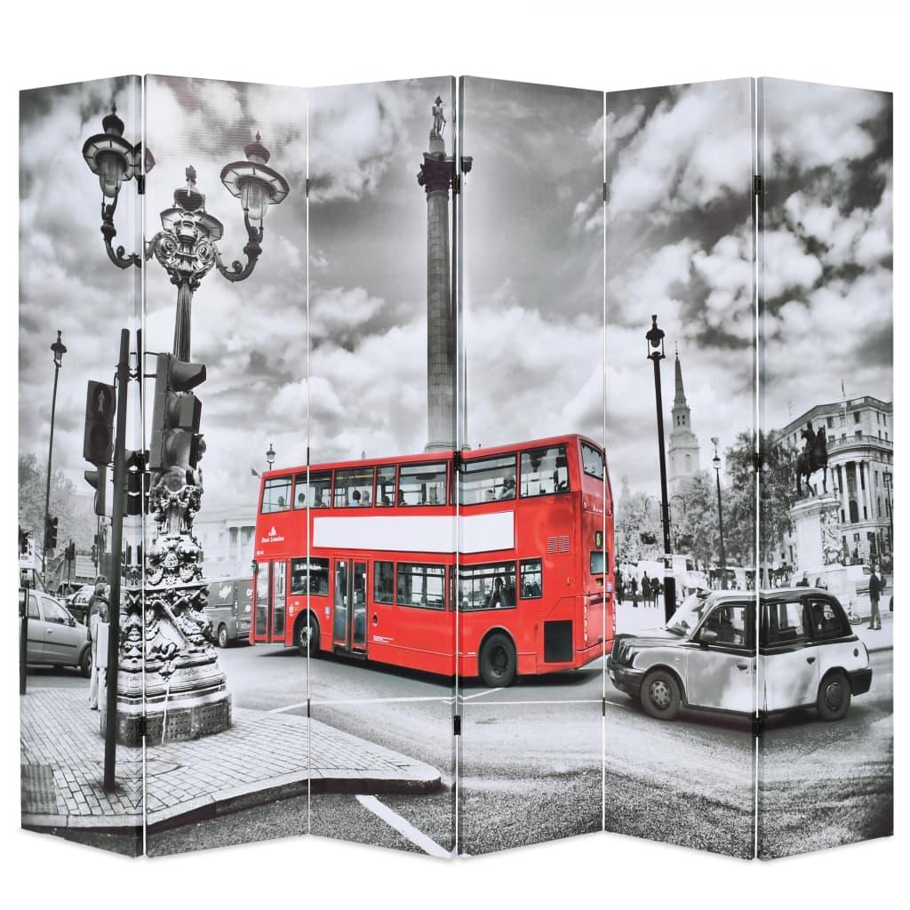 Biombo divisor plegable 160x170 cm bus Londres blanco y negro