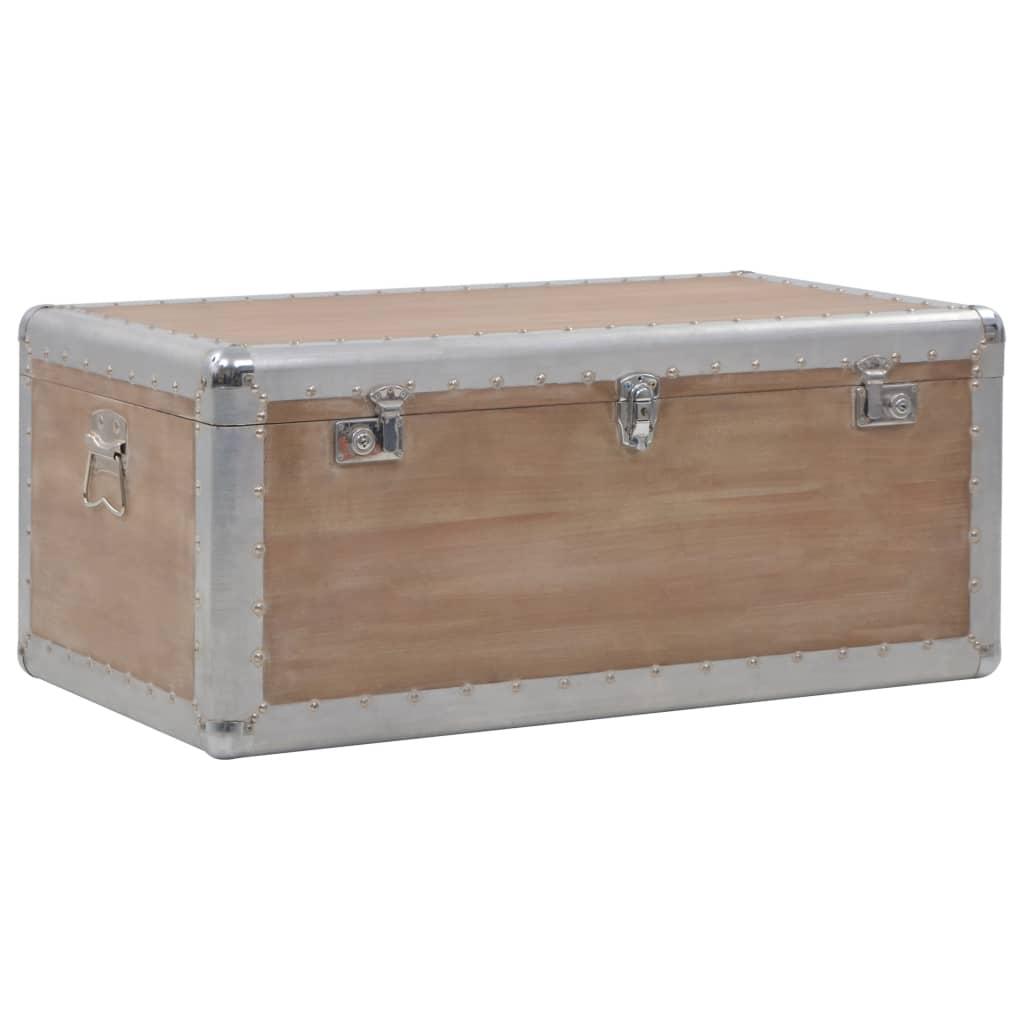 Caja de almacenaje madera maciza abeto marrón 91x52x40 cm